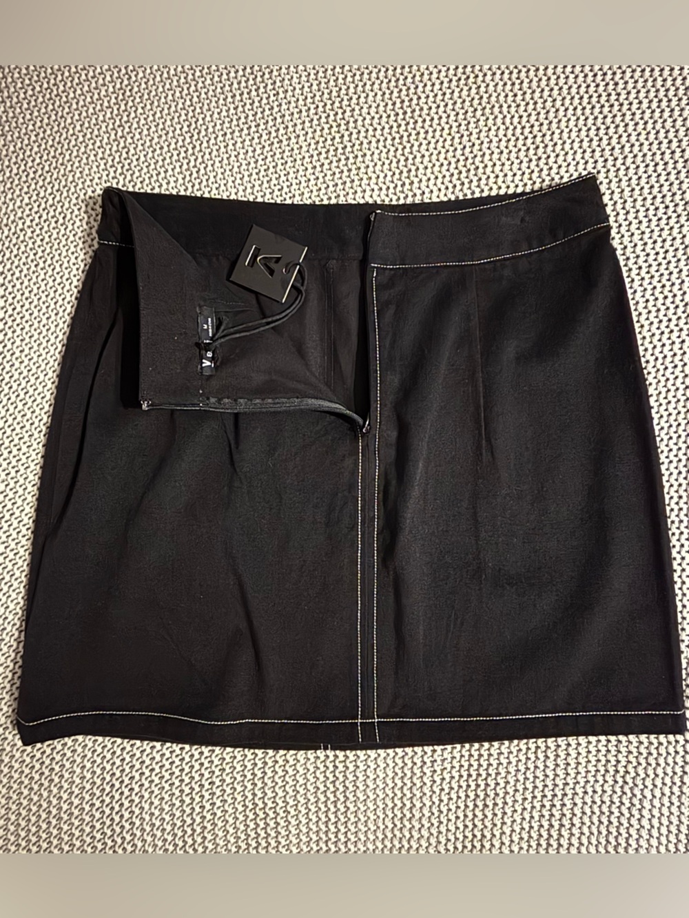 Very J Black Mini Skirt with White Contrast Stitching - Picture 6 of 10